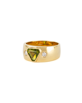 Inel din aur de 18k cu peridot si diamante naturale