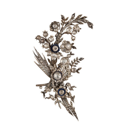 Brosa vintage din argint cu diamante naturale 2ct