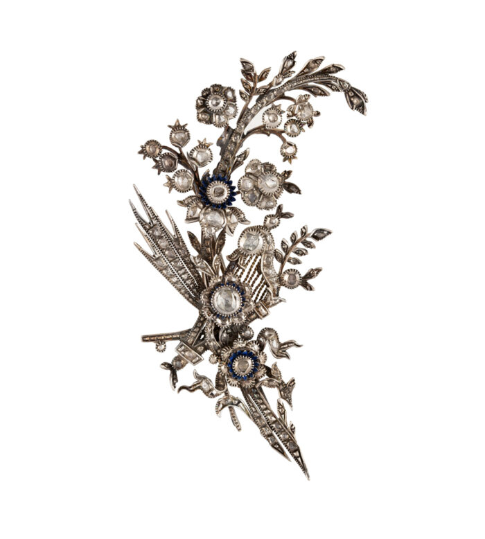 Brosa vintage din argint cu diamante naturale 2ct