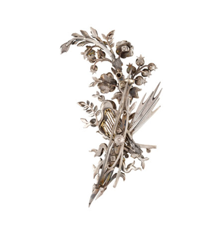 Brosa vintage din argint cu diamante naturale 2ct