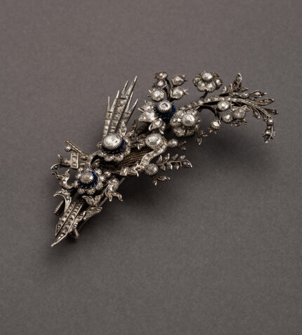 Brosa vintage din argint cu diamante naturale 2ct