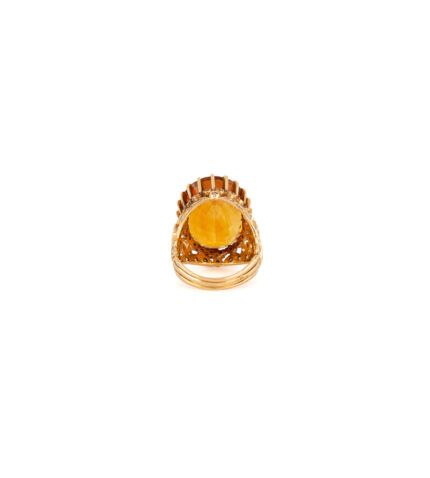 Inel vintage din aur de 20k cu citrin si diamante naturale