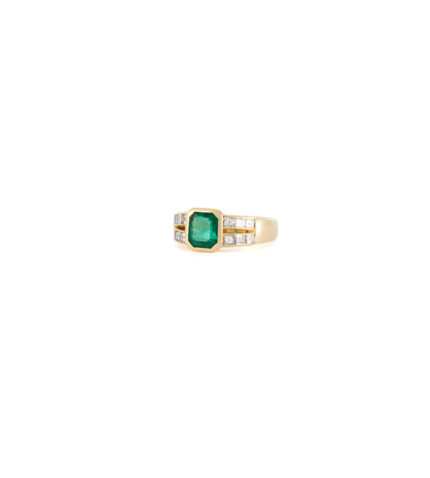 Inel din aur de 18k cu smarald si diamante naturale