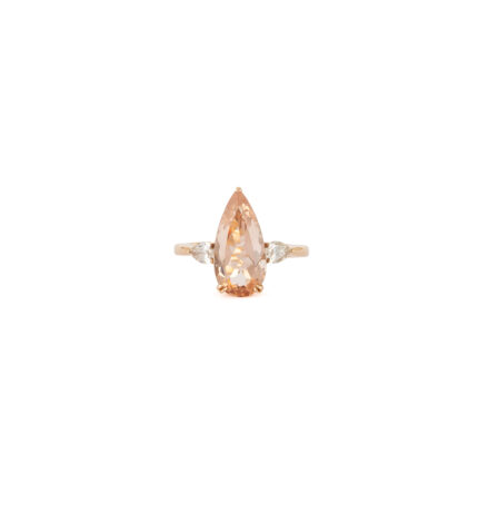 Inel din aur roz de 18k cu morganit si diamante naturale