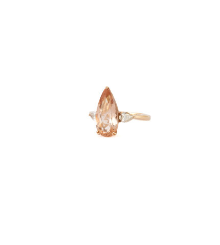Inel din aur roz de 18k cu morganit si diamante naturale