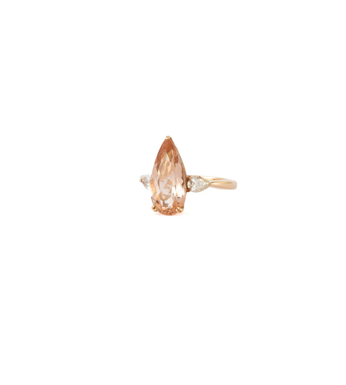Inel din aur roz de 18k cu morganit si diamante naturale