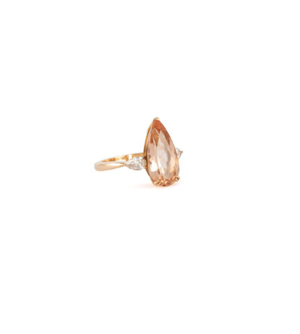 Inel din aur roz de 18k cu morganit si diamante naturale