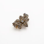 Brosa pandant vintage din aur de 12k si argint cu safire si diamante naturale