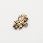Brosa pandant vintage din aur de 12k si argint cu safire si diamante naturale