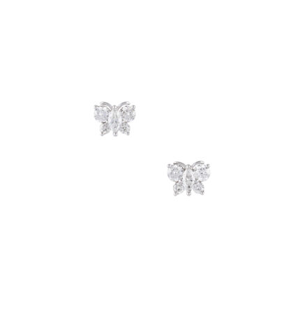 Cercei fluturasi din aur alb de 18k cu diamante naturale