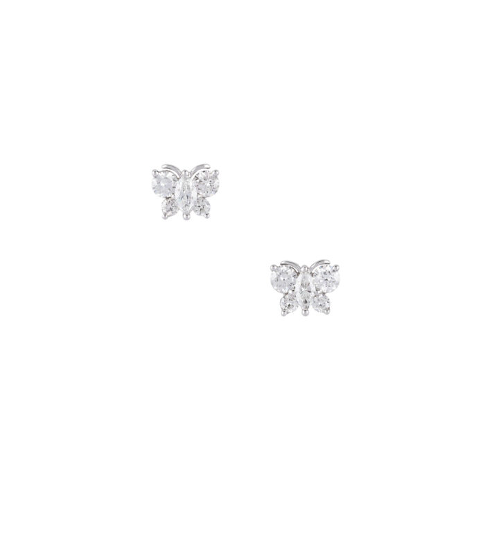 Cercei fluturasi din aur alb de 18k cu diamante naturale