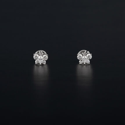 Cercei fluturasi din aur alb de 18k cu diamante naturale