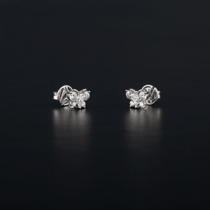 Cercei fluturasi din aur alb de 18k cu diamante naturale