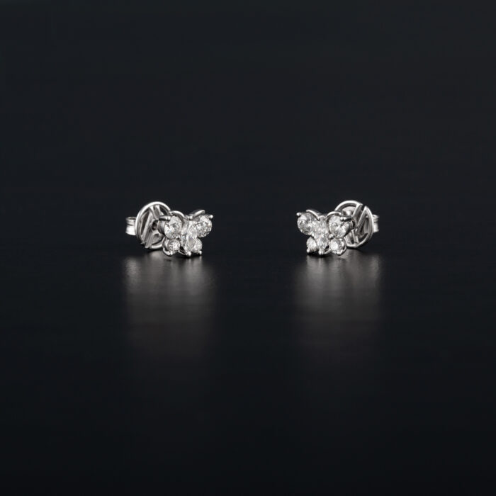 Cercei fluturasi din aur alb de 18k cu diamante naturale