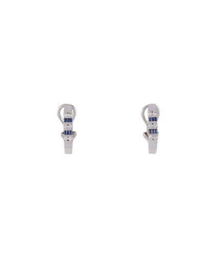 Cercei aur alb de 18k cu safire si diamante naturale