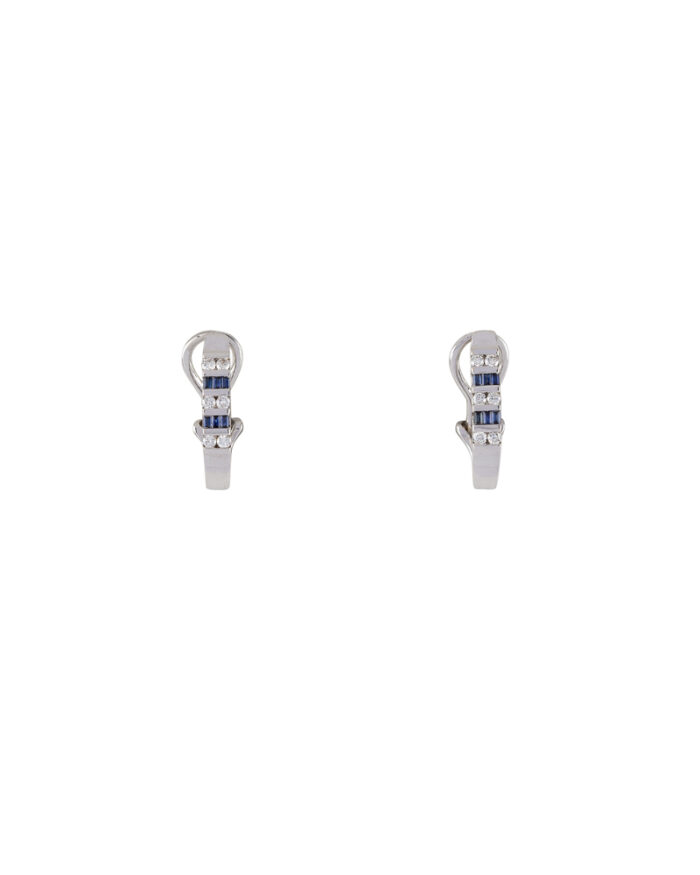 Cercei aur alb de 18k cu safire si diamante naturale