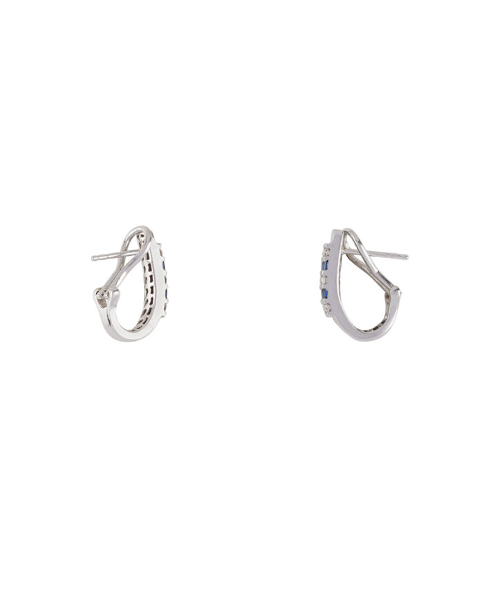 Cercei aur alb de 18k cu safire si diamante naturale