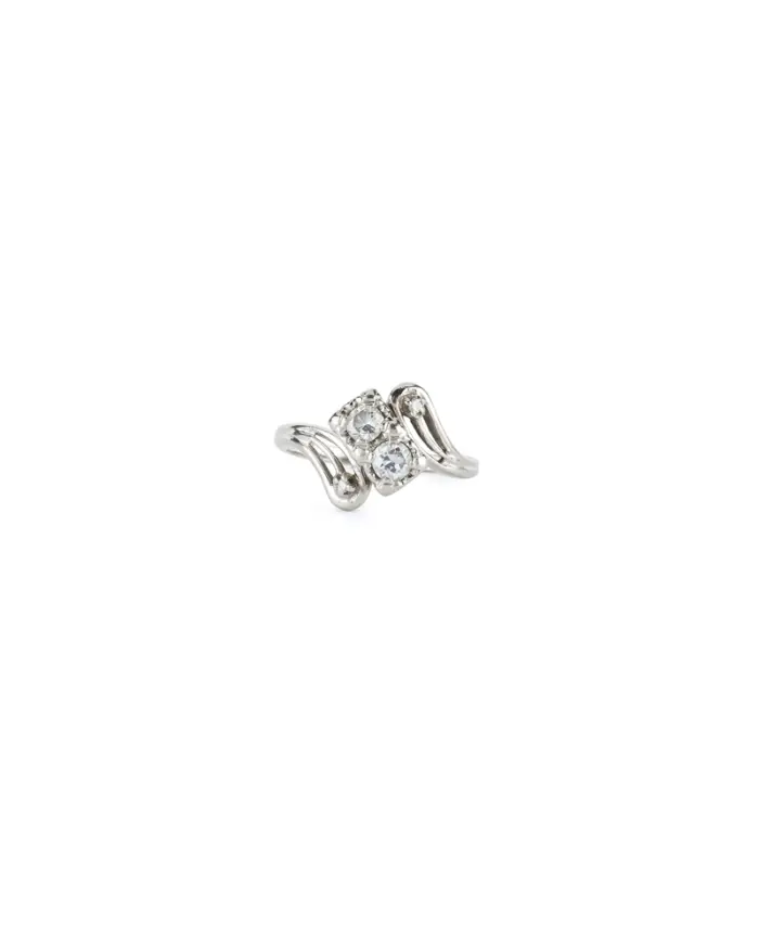 Inel vintage din aur alb de 14k cu diamante naturale