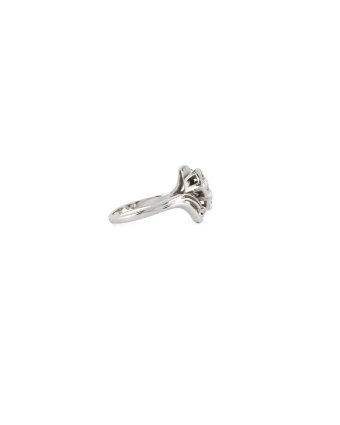 Inel vintage din aur alb de 14k cu diamante naturale