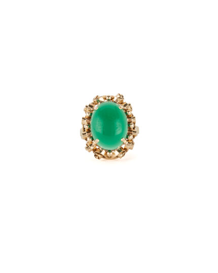 Inel vintage din aur de 14k cu jad imperial natural