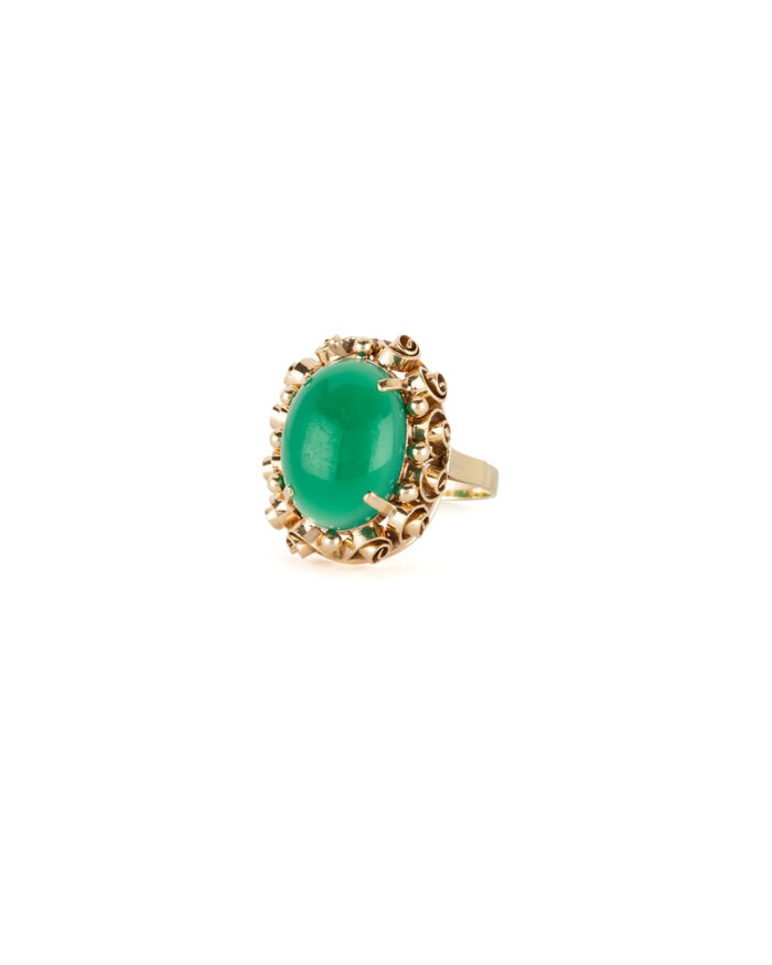 Inel vintage din aur de 14k cu jad imperial natural