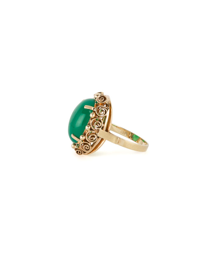 Inel vintage din aur de 14k cu jad imperial natural