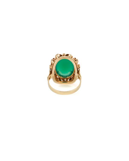 Inel vintage din aur de 14k cu jad imperial natural