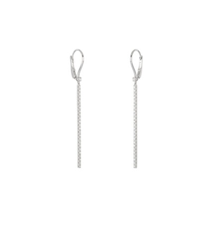Cercei lungi din aur alb de 18k cu diamante naturale