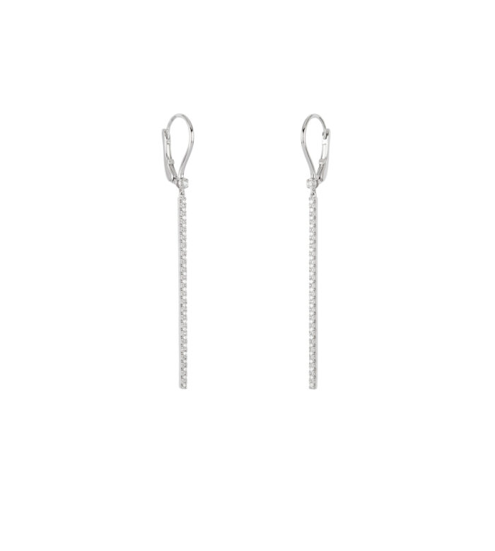 Cercei lungi din aur alb de 18k cu diamante naturale