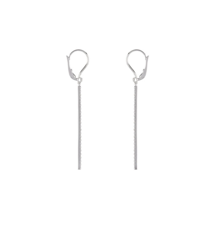 Cercei lungi din aur alb de 18k cu diamante naturale