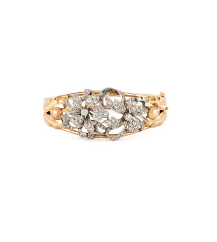 Bratara din perioada Art Deco, aur de 18k si platina cu diamante naturale