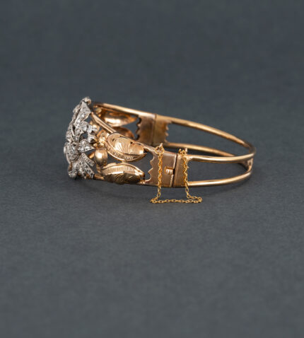 Bratara din perioada Art Deco, aur de 18k si platina cu diamante naturale