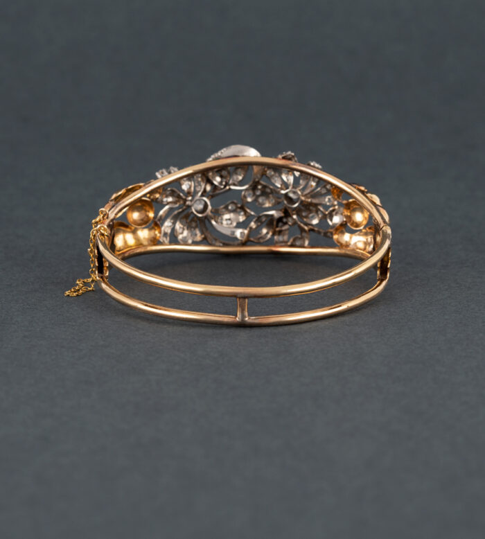 Bratara din perioada Art Deco, aur de 18k si platina cu diamante naturale