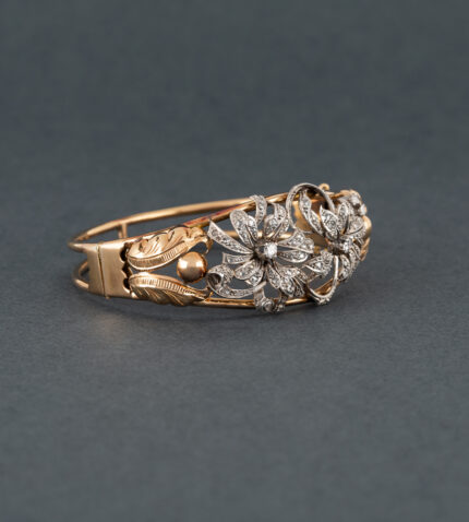 Bratara din perioada Art Deco, aur de 18k si platina cu diamante naturale