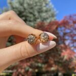 Cercei vintage din aur de 14k cu diamante naturale