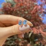 Cercei din aur alb de 18k cu acvamarin si diamante naturale