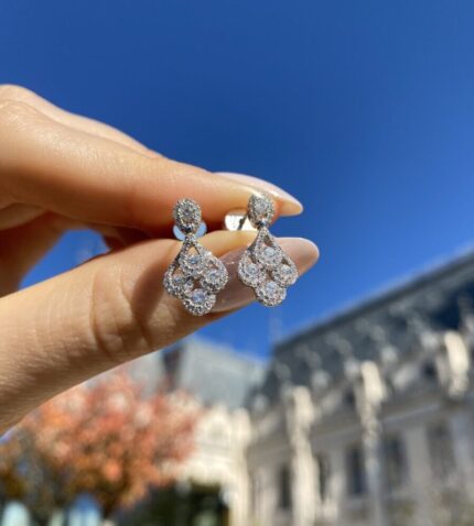 Cercei din aur alb de 18k cu diamante naturale