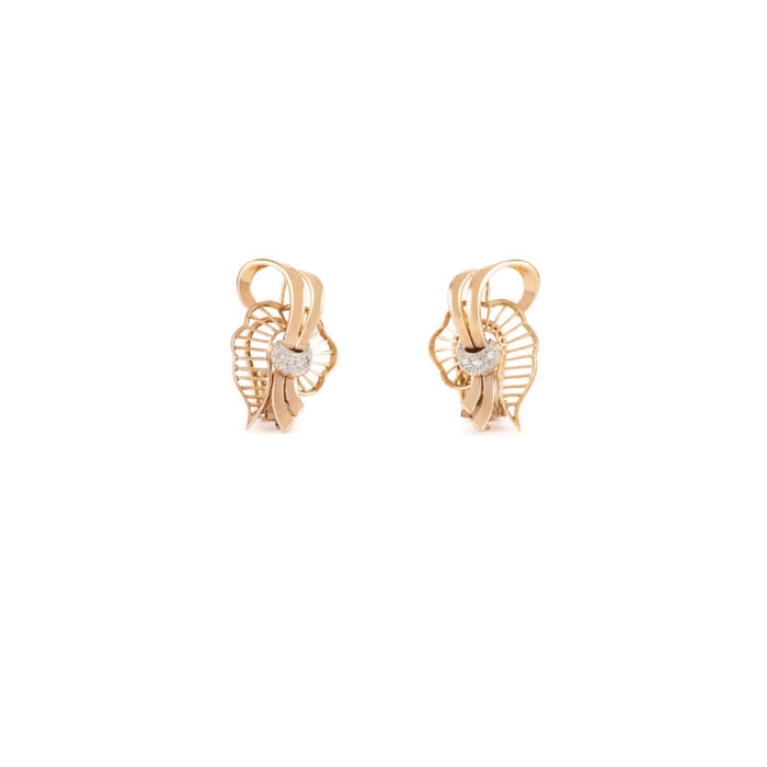 Cercei vintage din aur de 18k cu diamante naturale