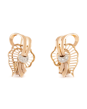 Cercei vintage din aur de 18k cu diamante naturale