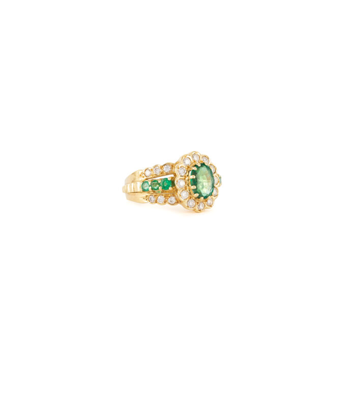 Inel din aur de 18k cu smaralde si diamante naturale