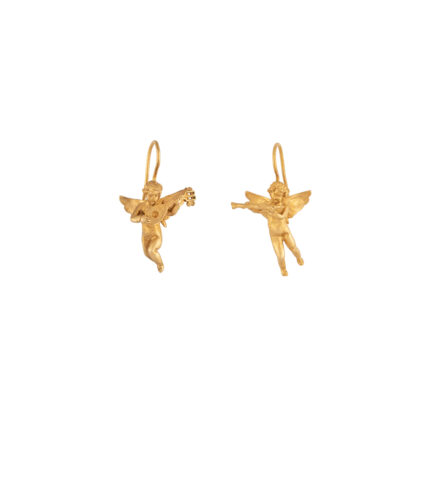Cercei vintage cu ingerasi din aur de 14k