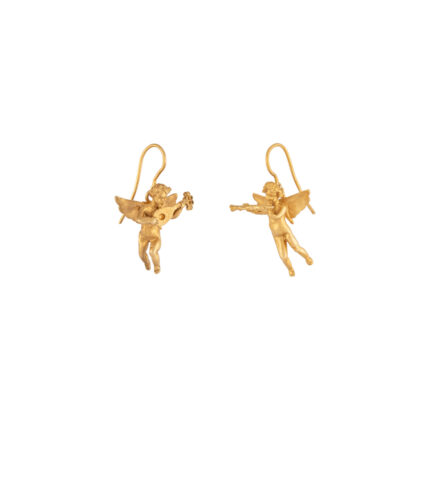 Cercei vintage cu ingerasi din aur de 14k