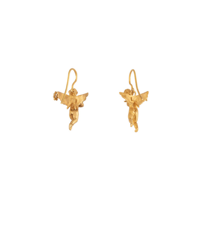 Cercei vintage cu ingerasi din aur de 14k