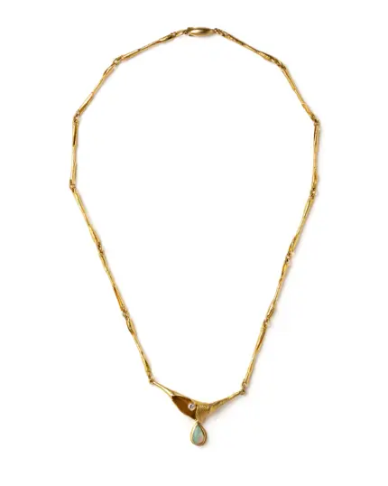Colier din aur de 18k cu opal si diamant naturale