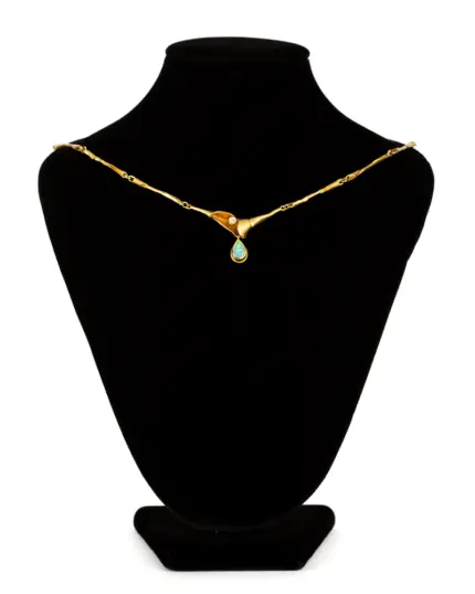 Colier din aur de 18k cu opal si diamant naturale