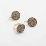 Set vintage din aur de 14k si argint cu diamante naturale
