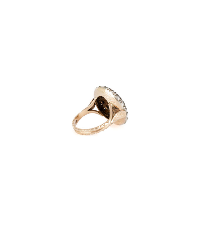 Set vintage din aur de 14k si argint cu diamante naturale