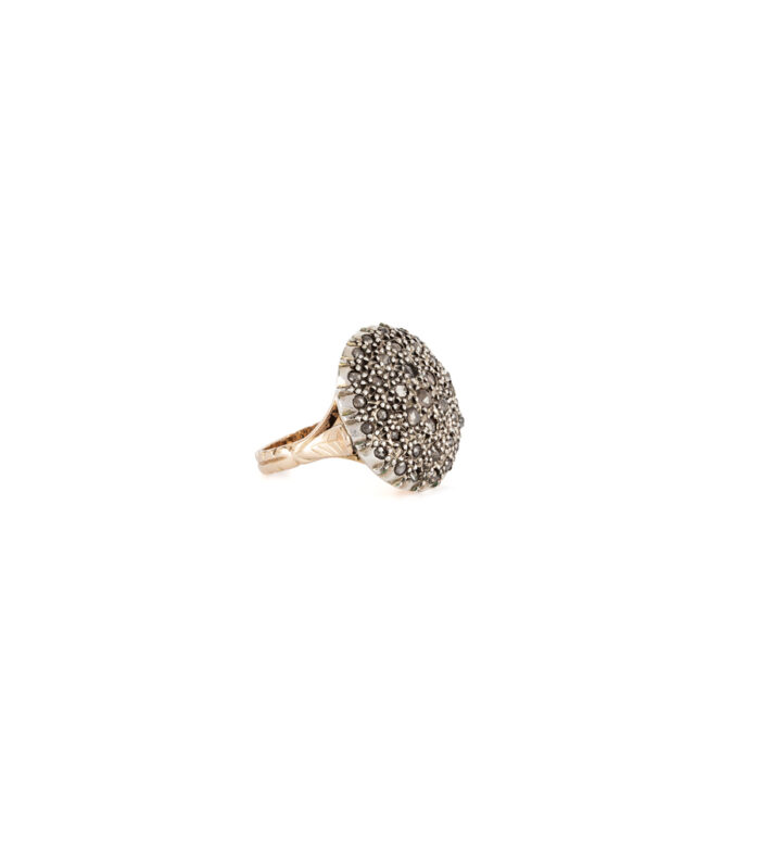 Set vintage din aur de 14k si argint cu diamante naturale