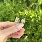 Cercei din aur alb si roz de 18k cu diamante naturale