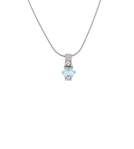Set din aur alb si galben de 18k cu acvamarin si cubic zirconia